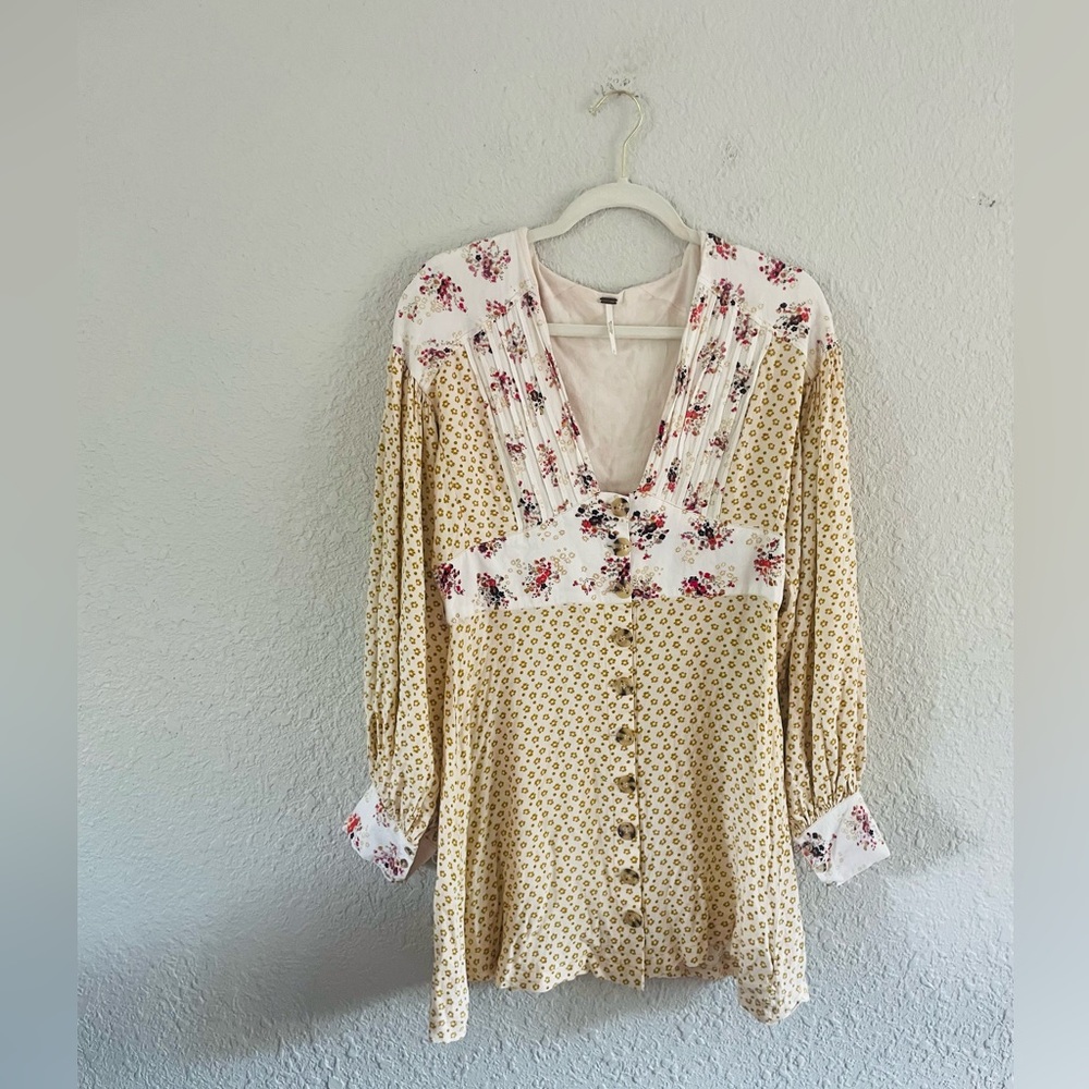 Free People Boho Ivory Wonderland Mini Dress